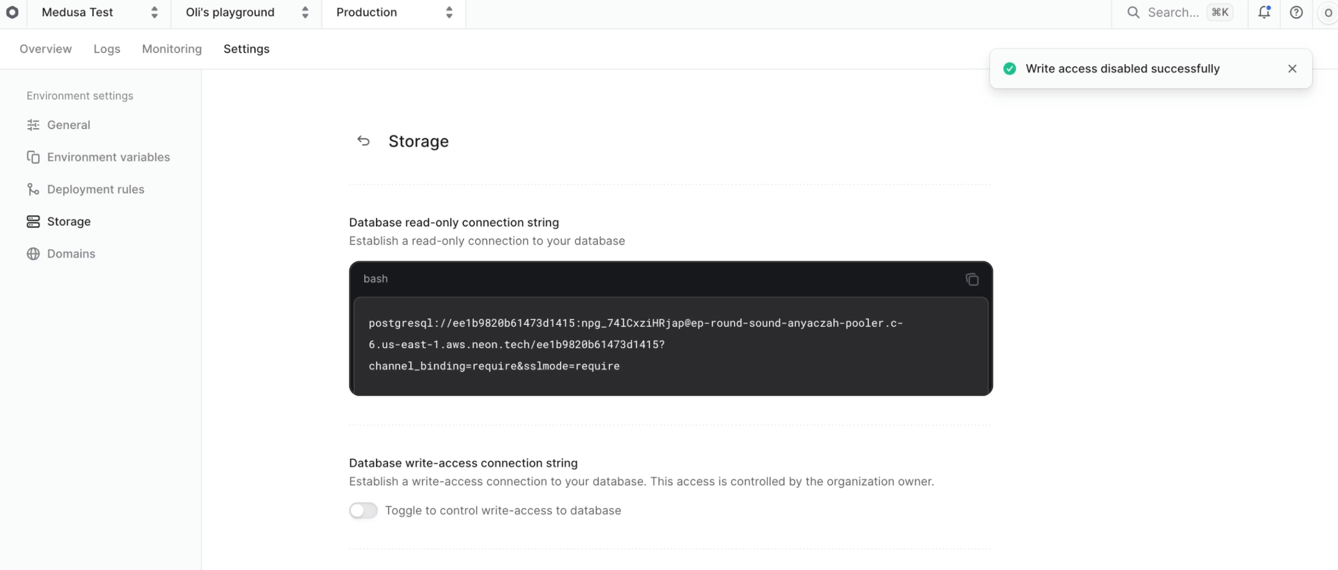 Accès en écriture à la base de données sur Medusa Cloud